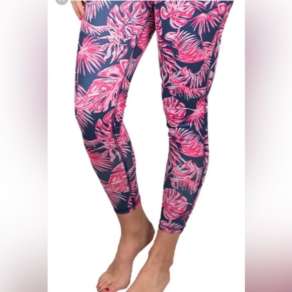 Simply Southern Yoga Legging Paradise Navy Palm Size Small NWT New With Tags - Picture 9 of 11